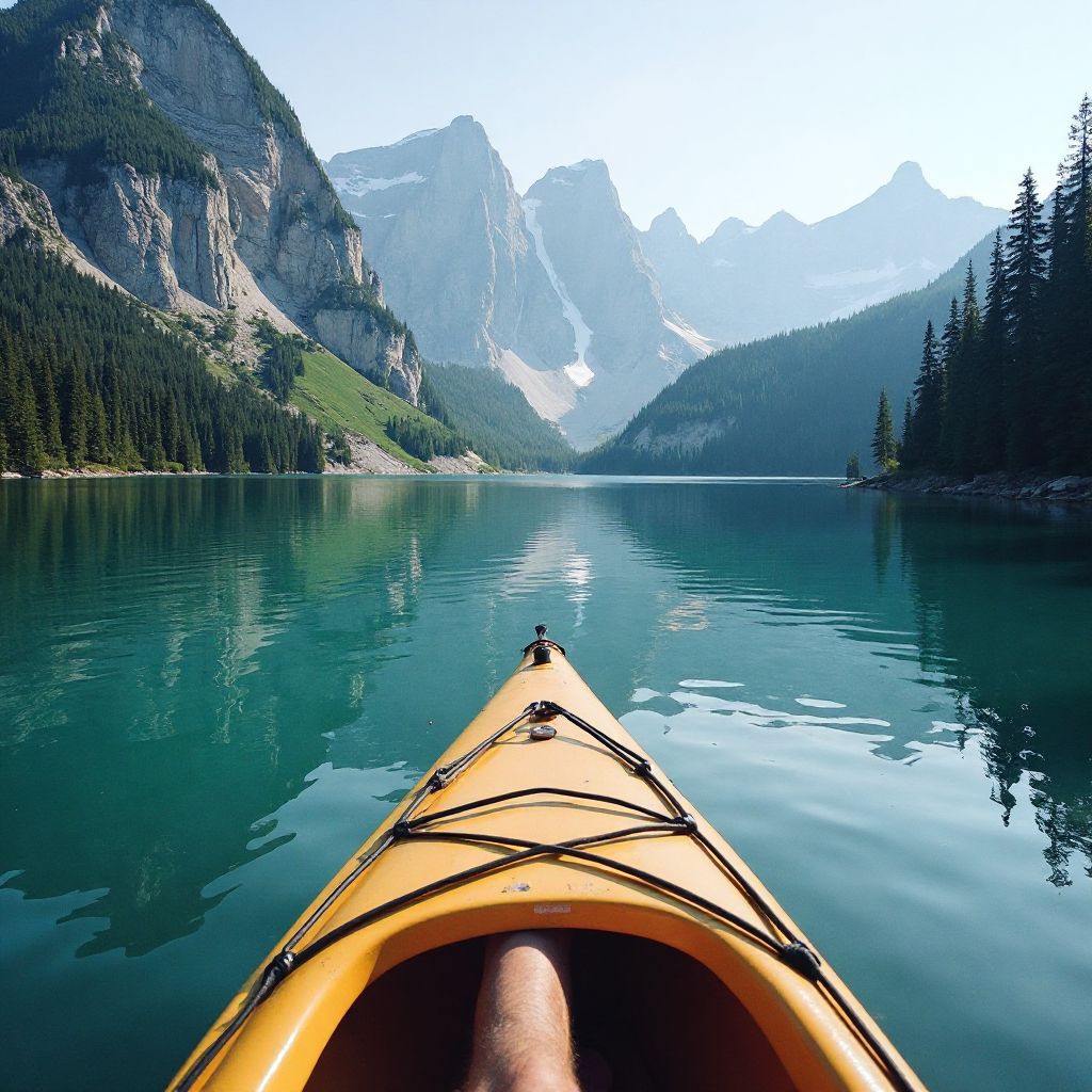 Kayaking on pristine Canadian lake